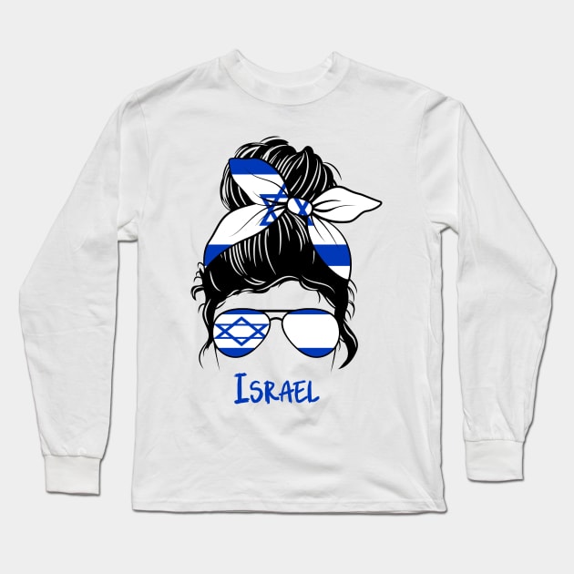 Israel girl, Israel Flag, Israel gift heritage,  Kazakhstani girlfriend, Long Sleeve T-Shirt by JayD World